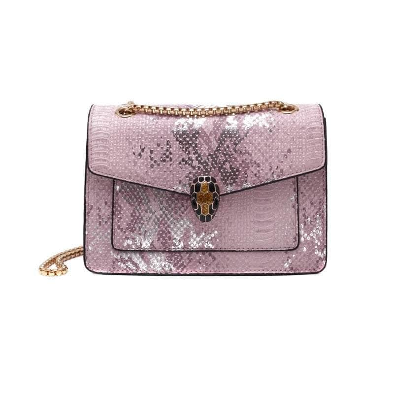 Sleek Snake Pattern Crossbody Bag with Stylish Buckle