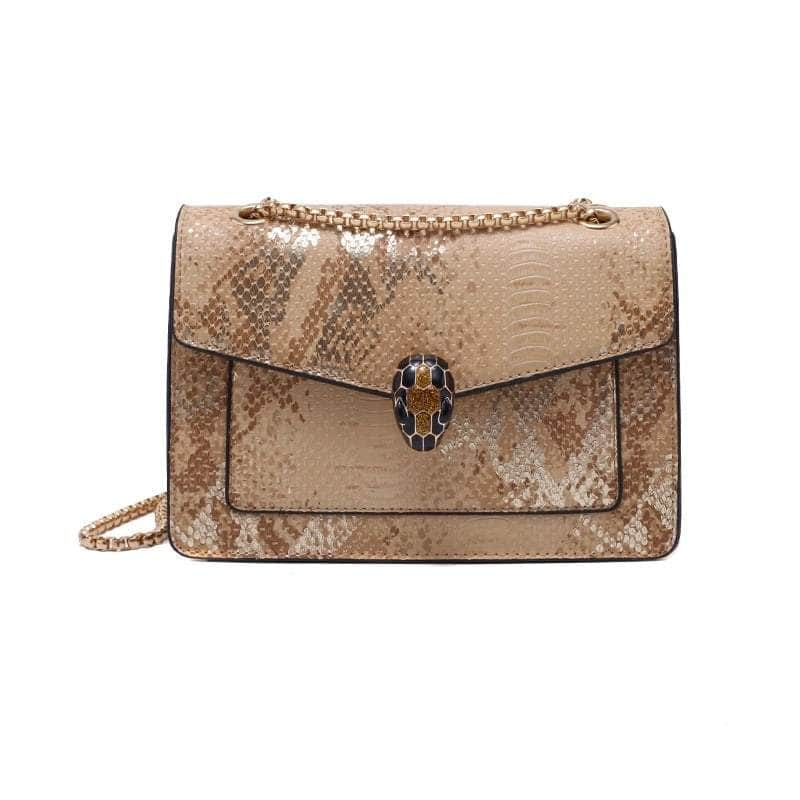 Sleek Snake Pattern Crossbody Bag with Stylish Buckle