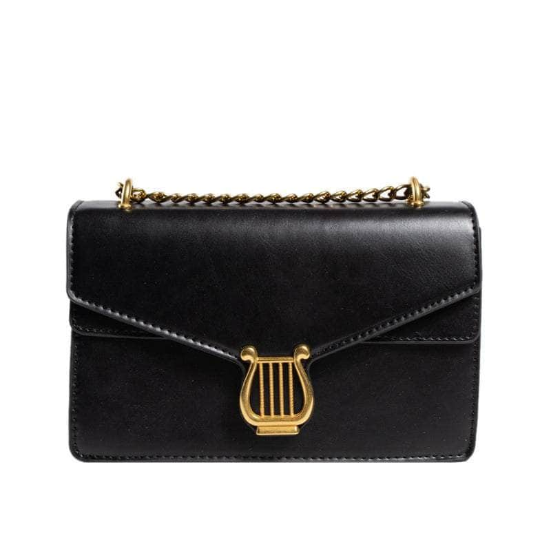 Sleek Square Bag with Fashionable Chain Strap Black