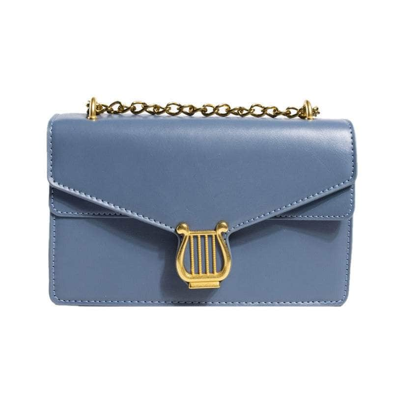 Sleek Square Bag with Fashionable Chain Strap Blue