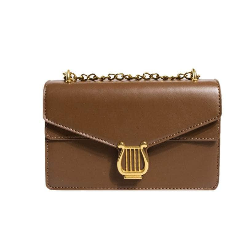 Sleek Square Bag with Fashionable Chain Strap Brown