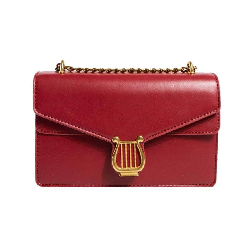 Sleek Square Bag with Fashionable Chain Strap Burgundy