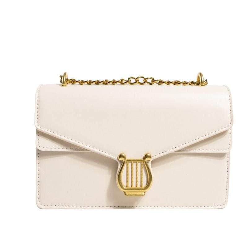 Sleek Square Bag with Fashionable Chain Strap Ivory