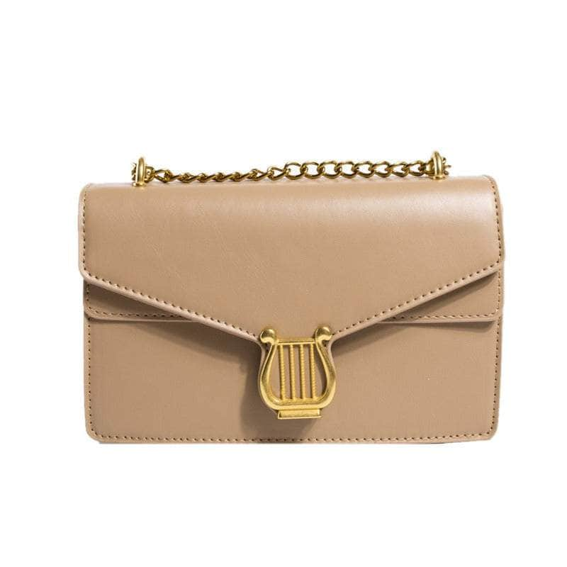 Sleek Square Bag with Fashionable Chain Strap Tan