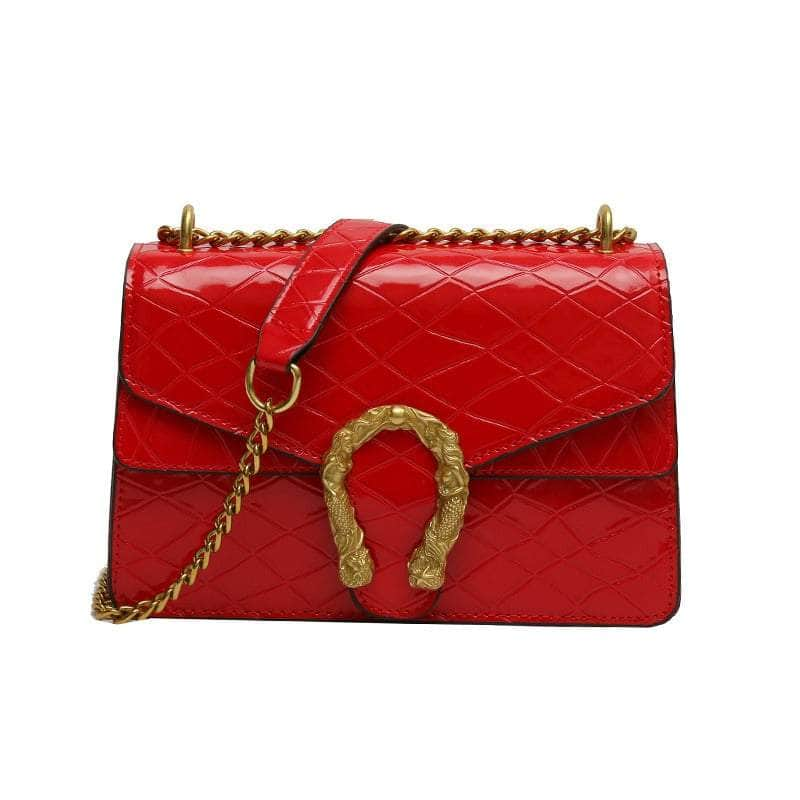 Sleek Square Leather Bag With Chain Strap