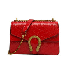 Sleek Square Leather Bag With Chain Strap