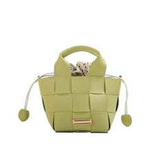 Sleek Square Woven Leather Handbag