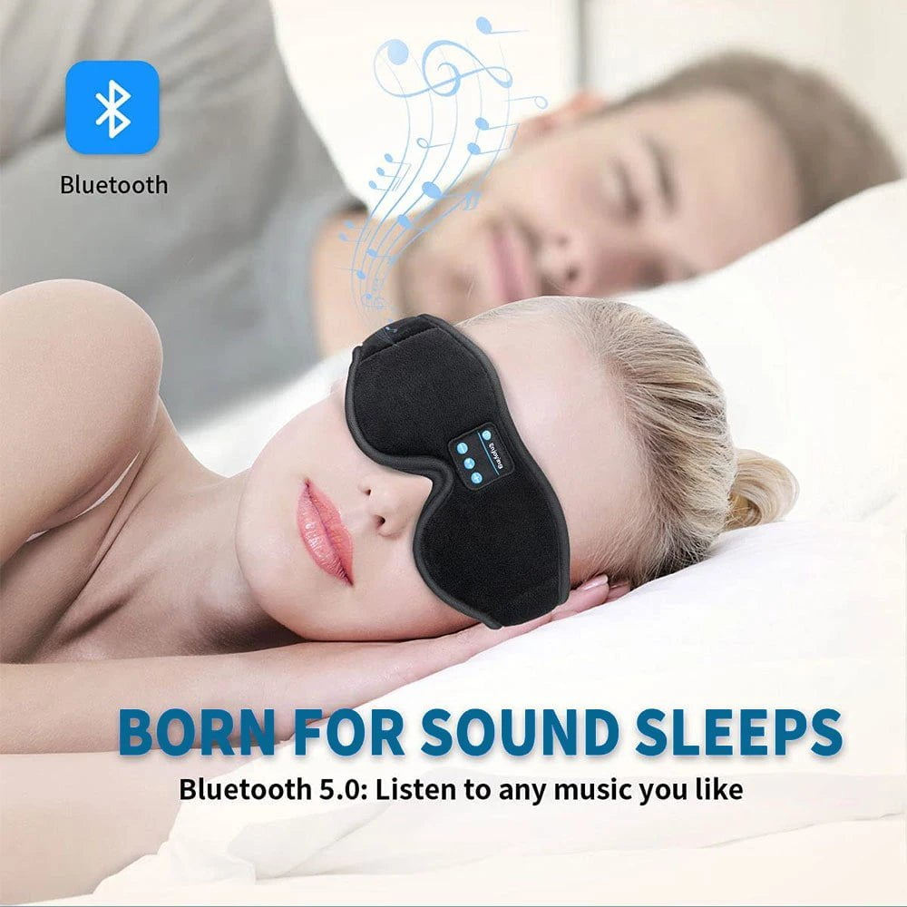 Sleep Headphones Bluetooth 3D Eye Mask - Music Play Sleeping Headphones with Built-in HD Speaker black