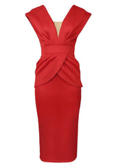 Sleeveless Empire Fold Cocktail Midi Dress