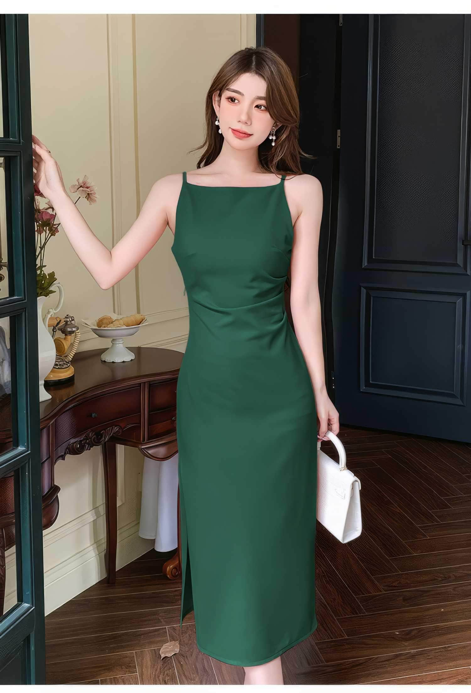 Sleeveless High Waist Side Slit Dress