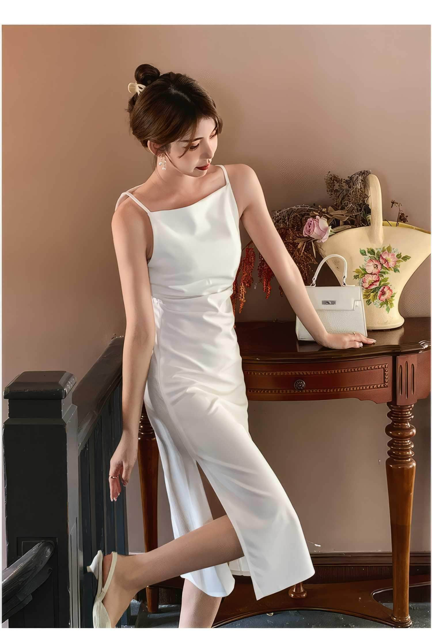 Sleeveless High Waist Side Slit Dress