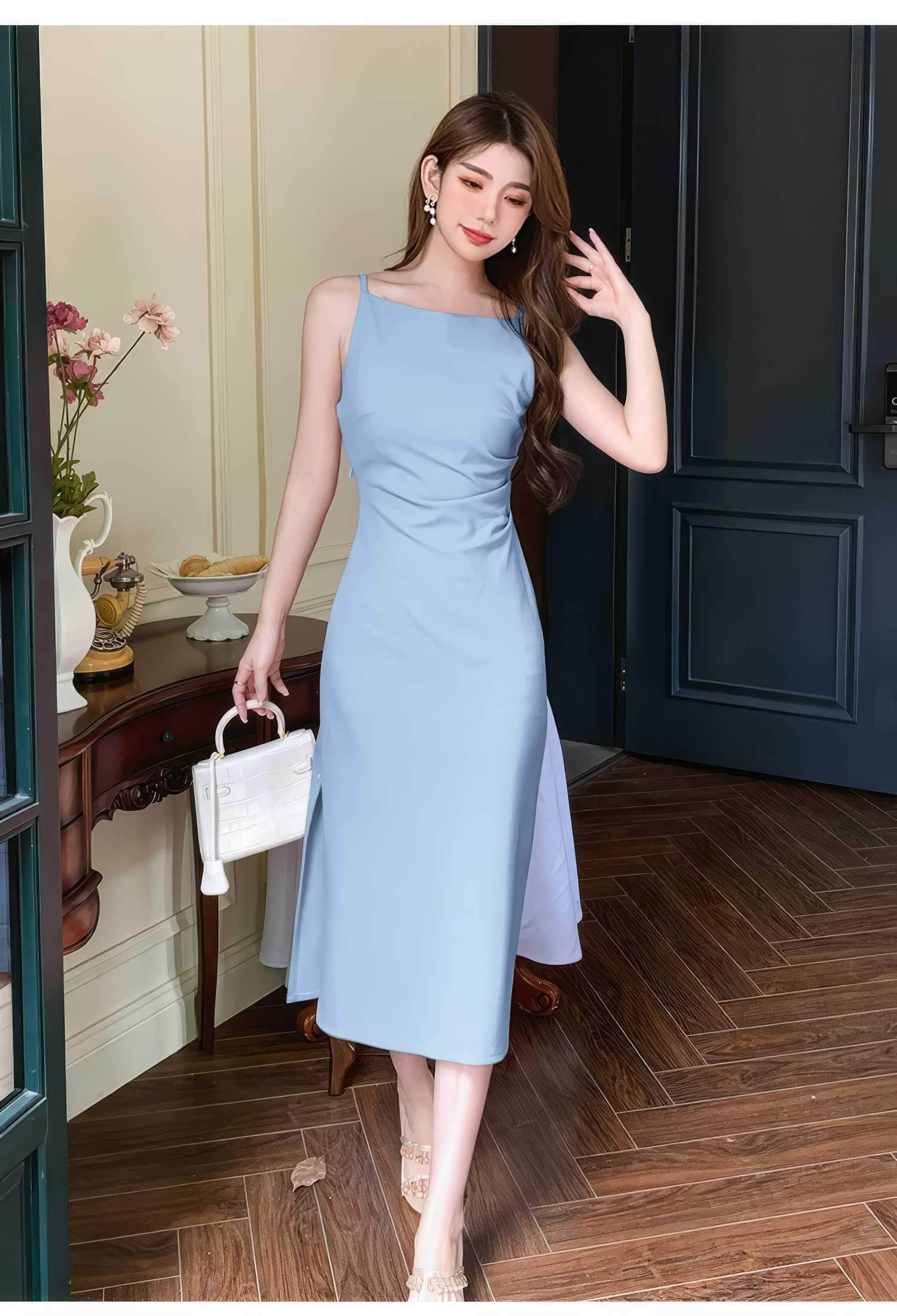 Sleeveless High Waist Side Slit Dress