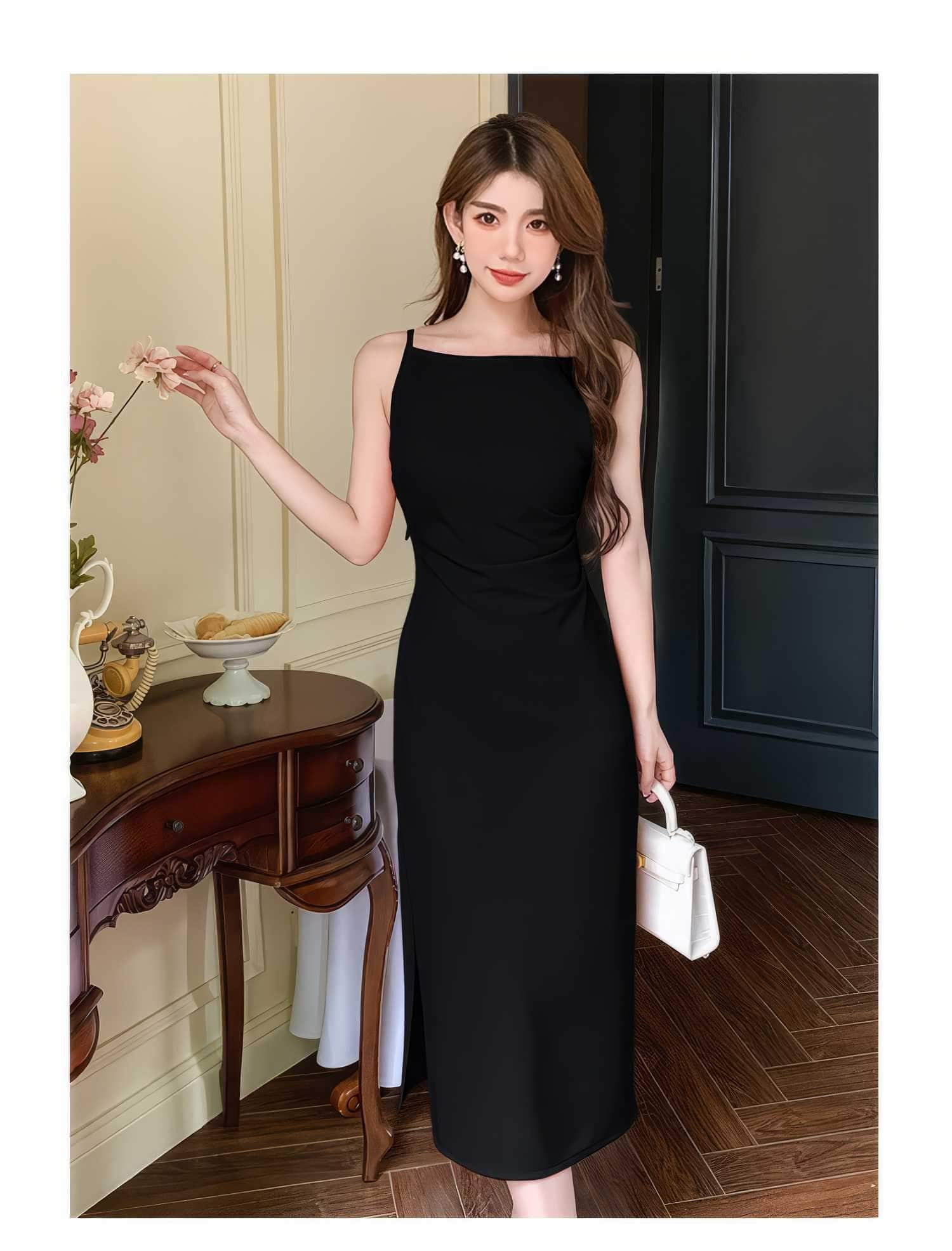 Sleeveless High Waist Side Slit Dress