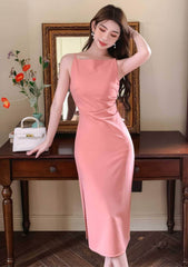 Sleeveless High Waist Side Slit Dress S / LightSalmon