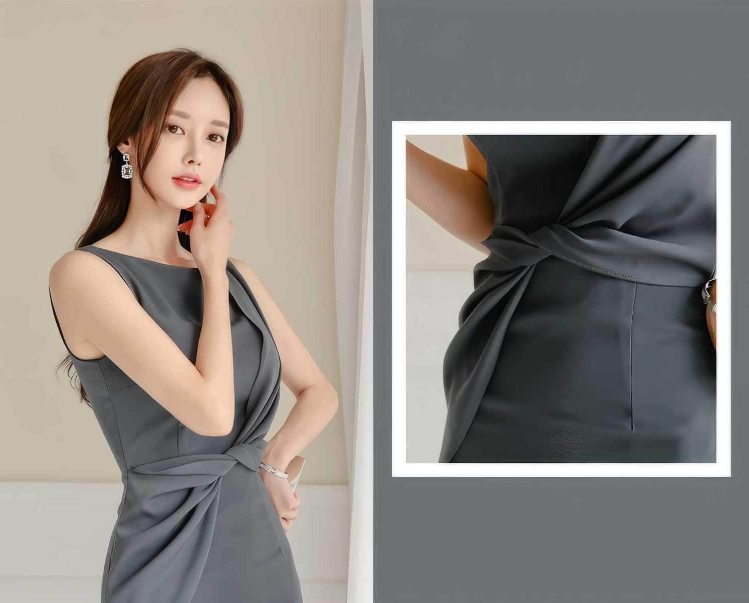 Sleeveless Knot Detail Slim Fit Dress