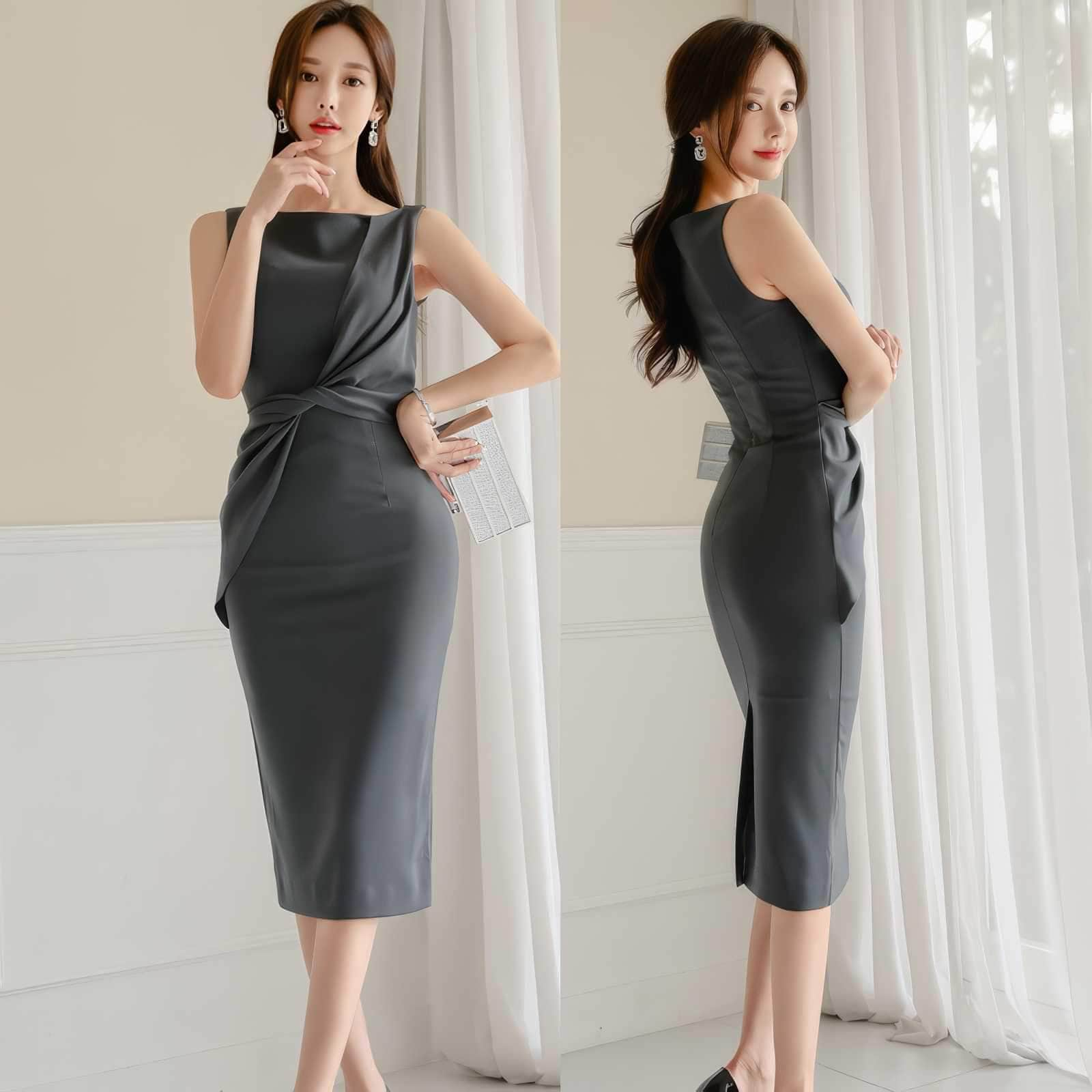 Sleeveless Knot Detail Slim Fit Dress