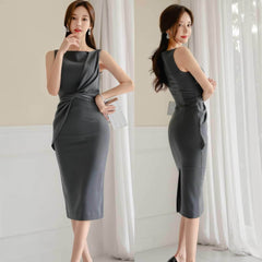 Sleeveless Knot Detail Slim Fit Dress