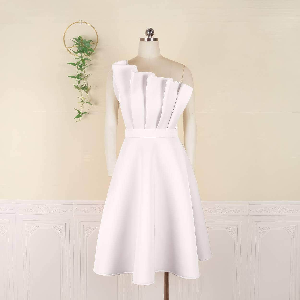 Sleeveless Ruched A-Line Pleated Skater Dress