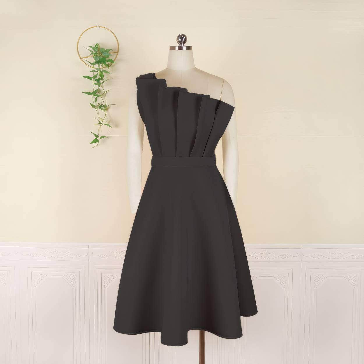 Sleeveless Ruched A-Line Pleated Skater Dress