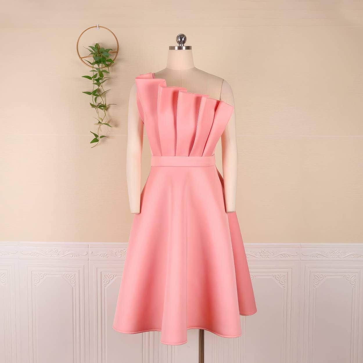 Sleeveless Ruched A-Line Pleated Skater Dress