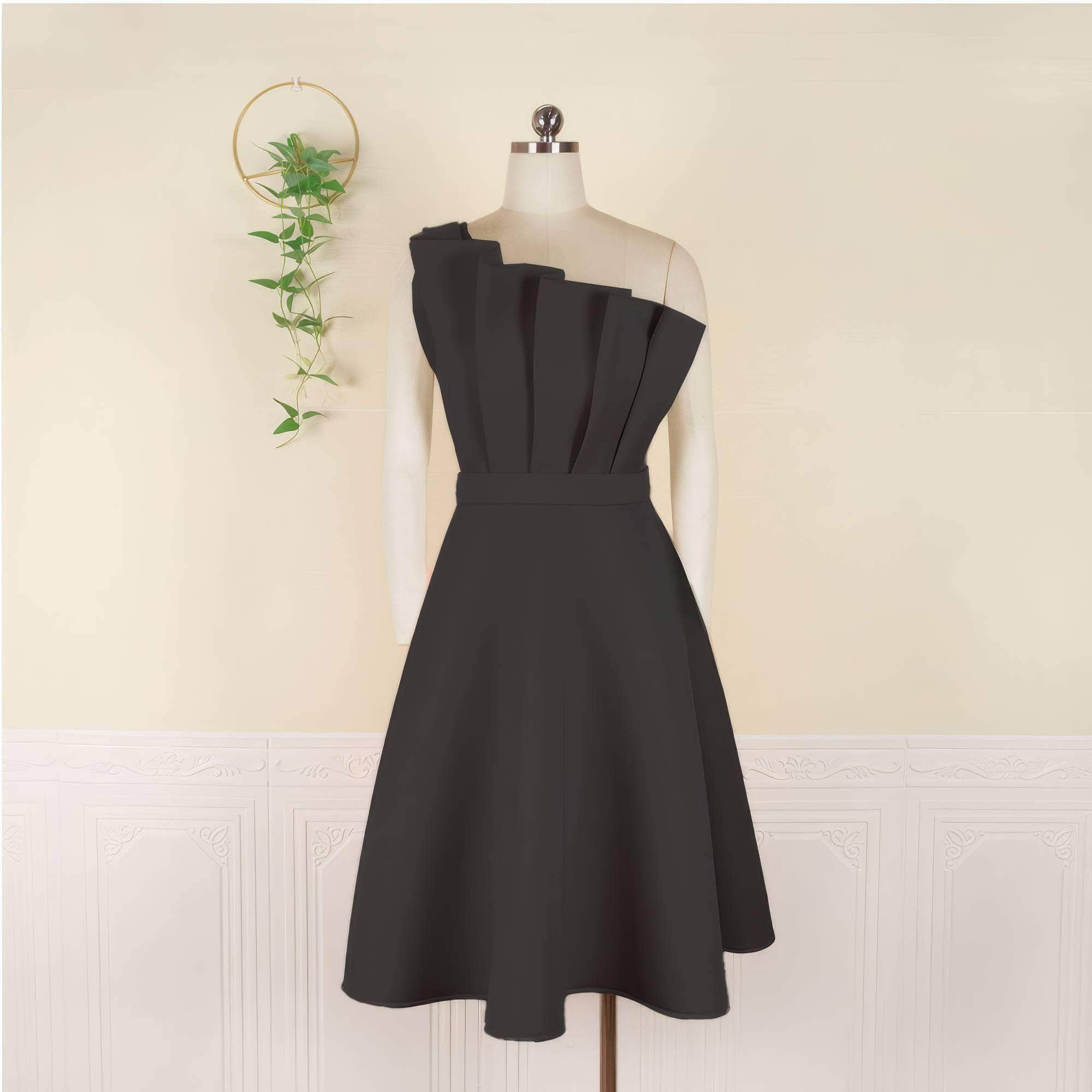 Sleeveless Ruched A-Line Pleated Skater Dress