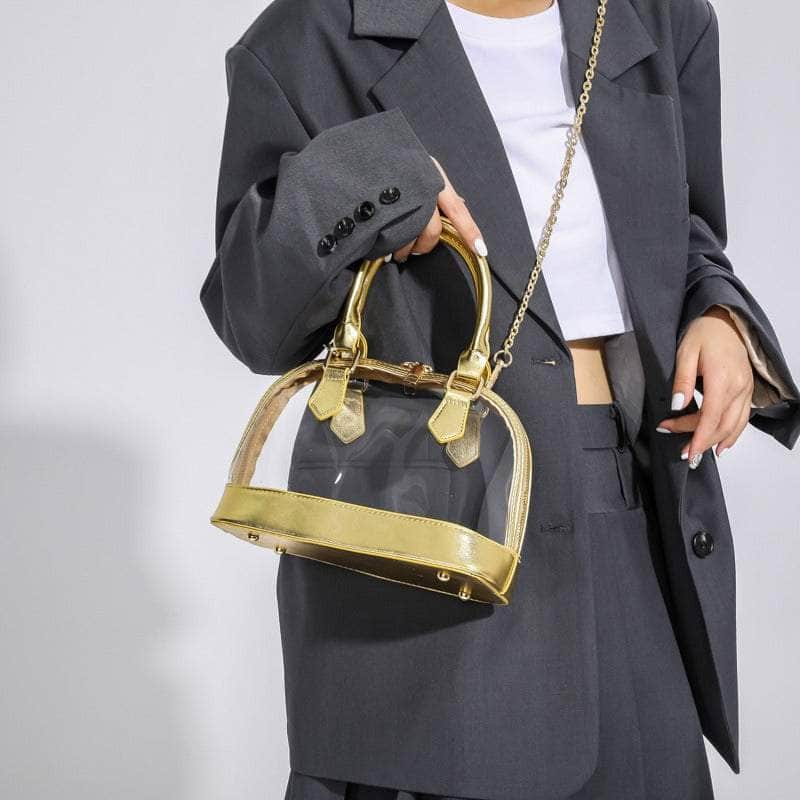 Small Dome Transparent Double Handle Chain Bag