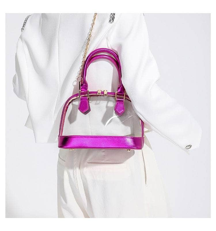 Small Dome Transparent Double Handle Chain Bag