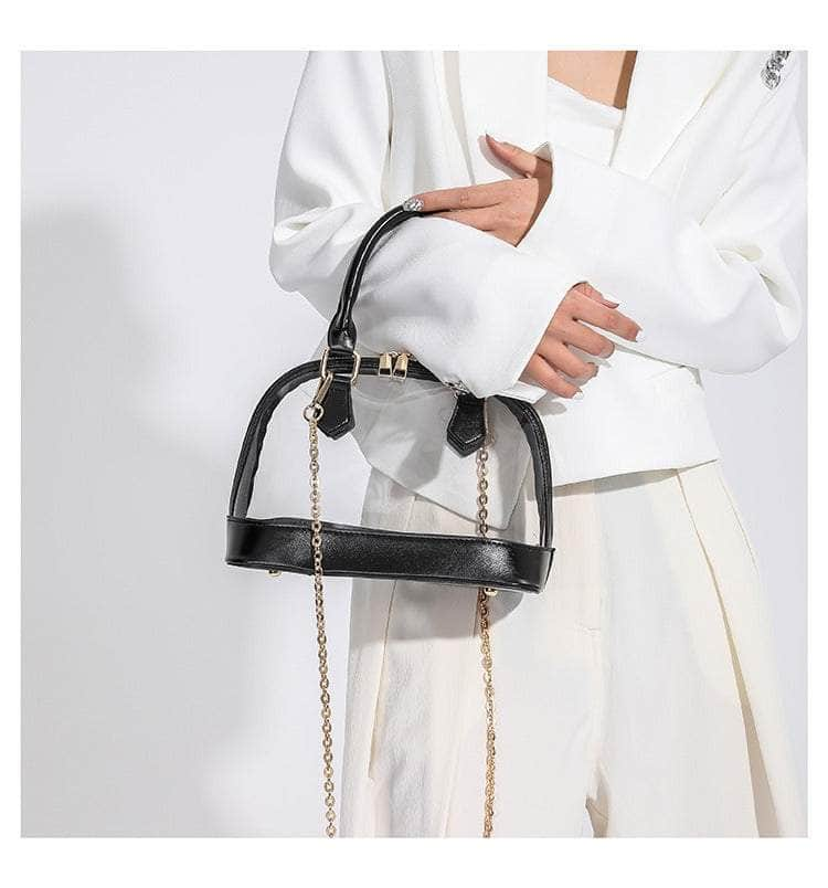 Small Dome Transparent Double Handle Chain Bag