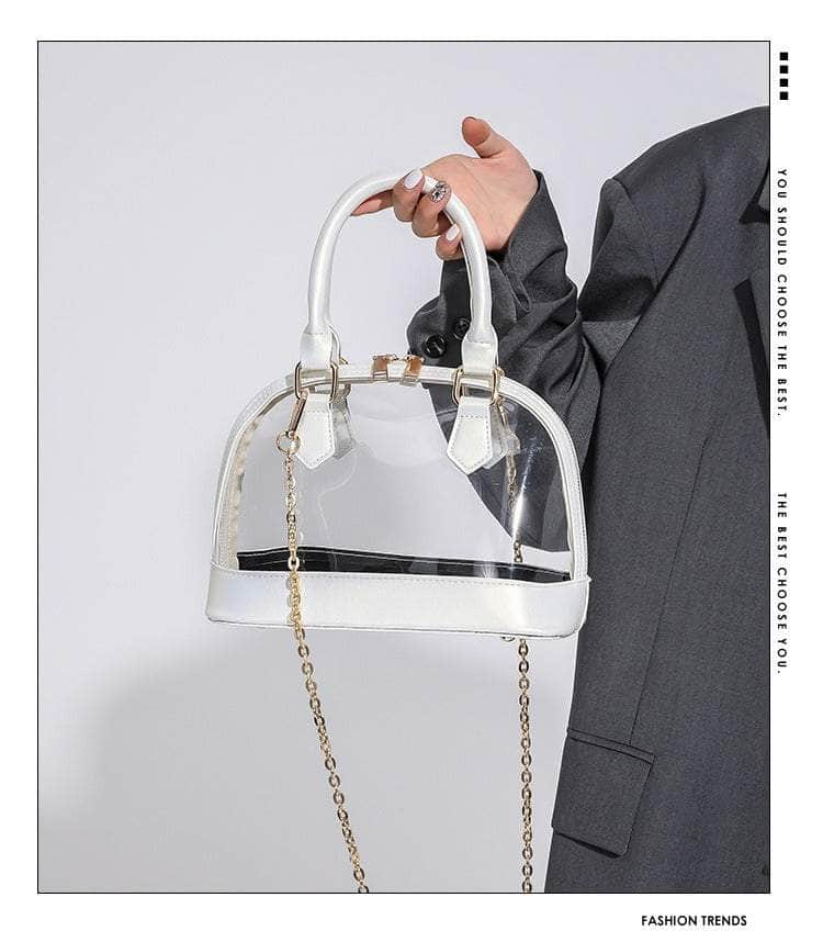 Small Dome Transparent Double Handle Chain Bag