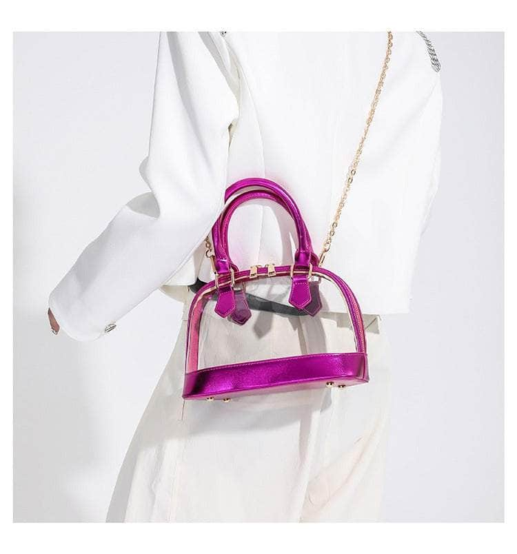 Small Dome Transparent Double Handle Chain Bag