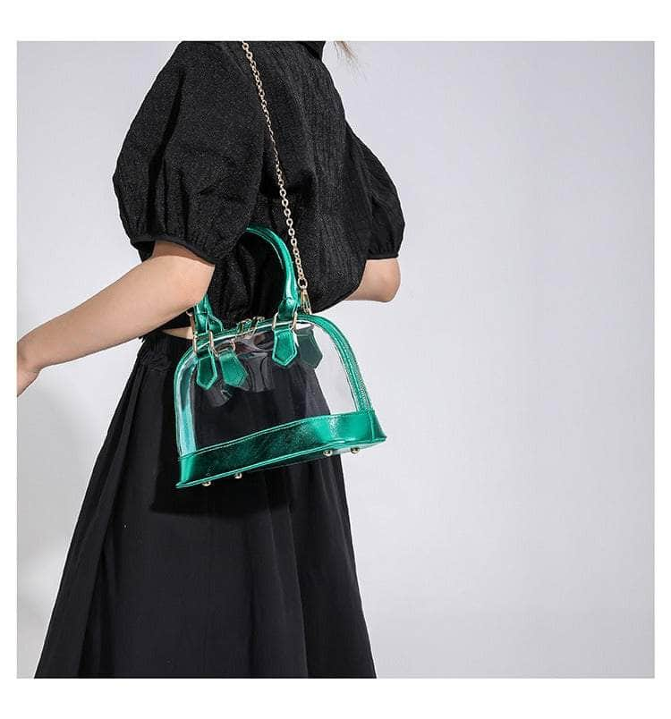 Small Dome Transparent Double Handle Chain Bag