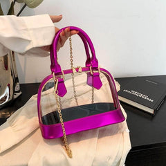 Small Dome Transparent Double Handle Chain Bag