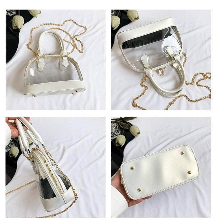 Small Dome Transparent Double Handle Chain Bag