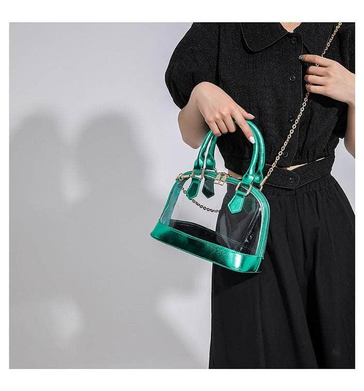 Small Dome Transparent Double Handle Chain Bag