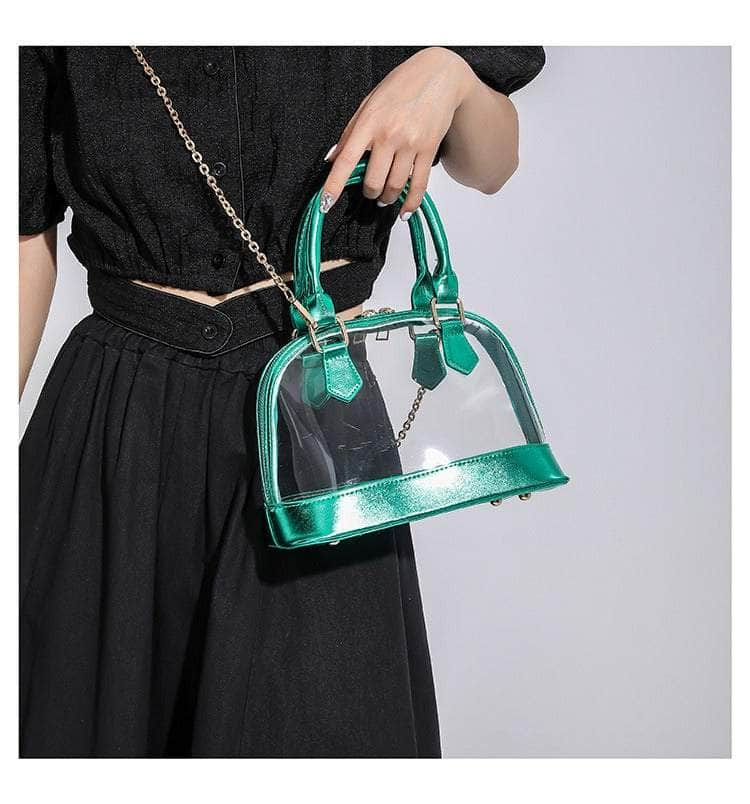 Small Dome Transparent Double Handle Chain Bag