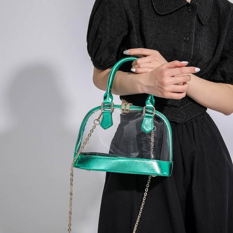 Small Dome Transparent Double Handle Chain Bag