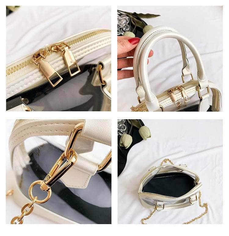 Small Dome Transparent Double Handle Chain Bag