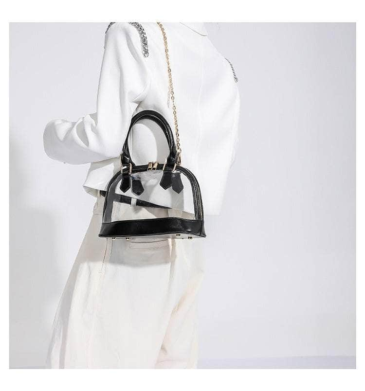 Small Dome Transparent Double Handle Chain Bag