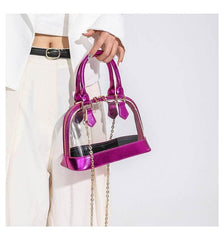 Small Dome Transparent Double Handle Chain Bag