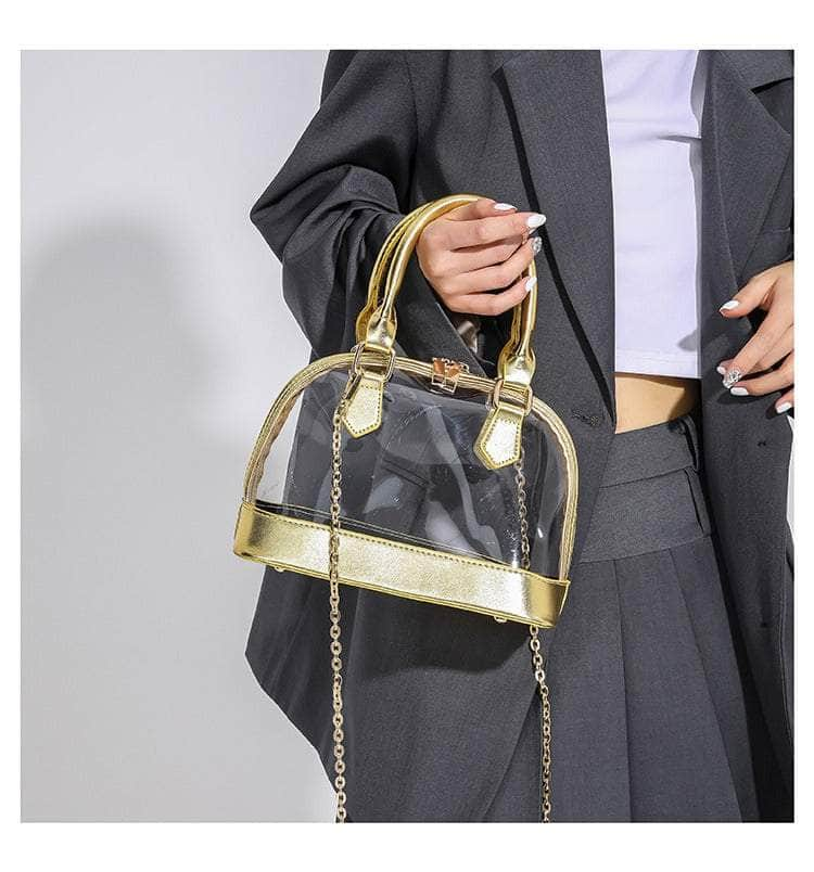 Small Dome Transparent Double Handle Chain Bag