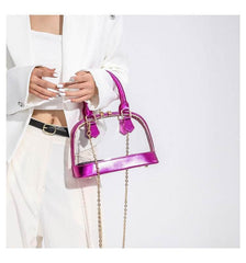 Small Dome Transparent Double Handle Chain Bag