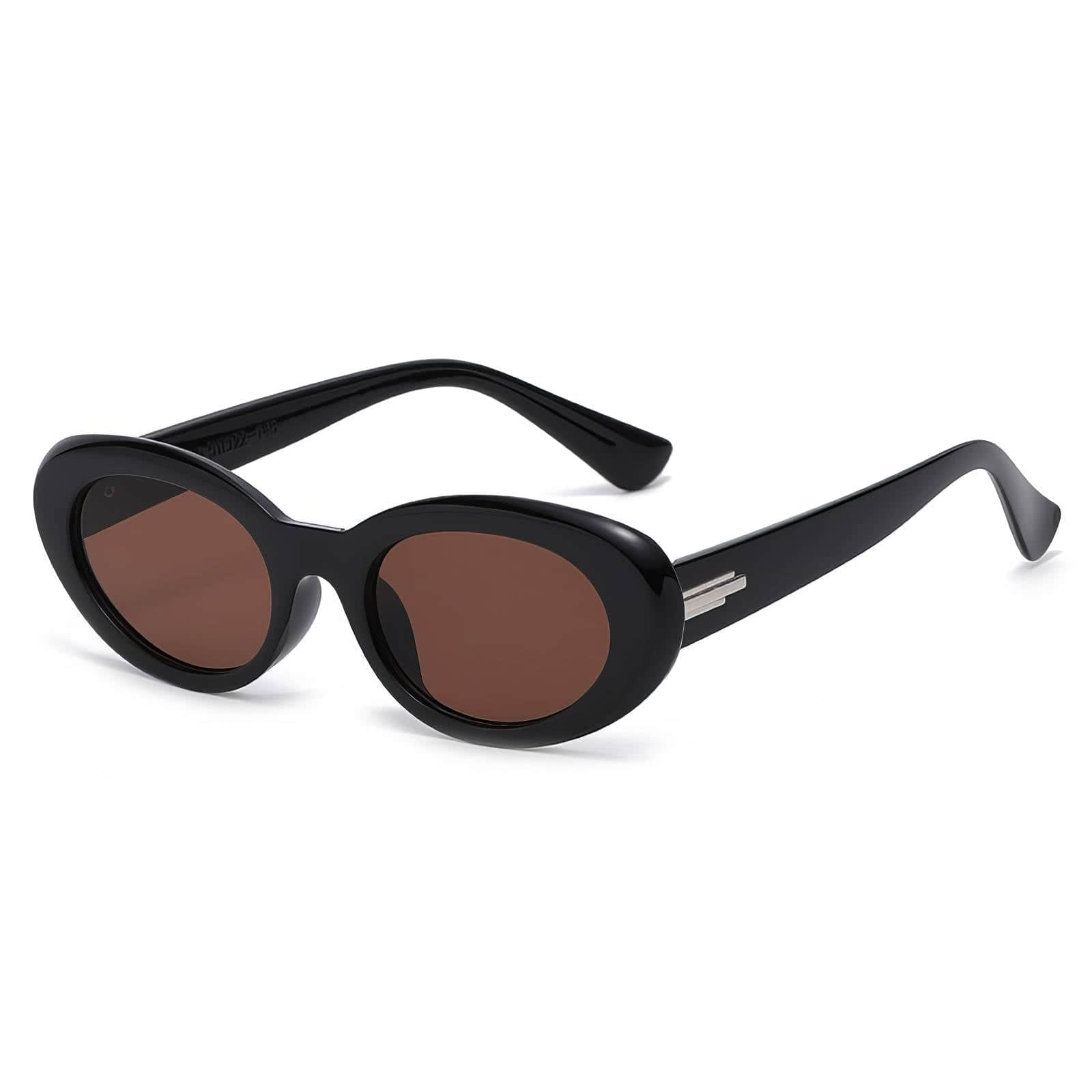 Small Oval Mod Eyewear Fashionable Shades Black/Brown / Resin