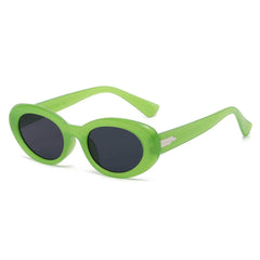 Small Oval Mod Eyewear Fashionable Shades Green/Gray / Resin