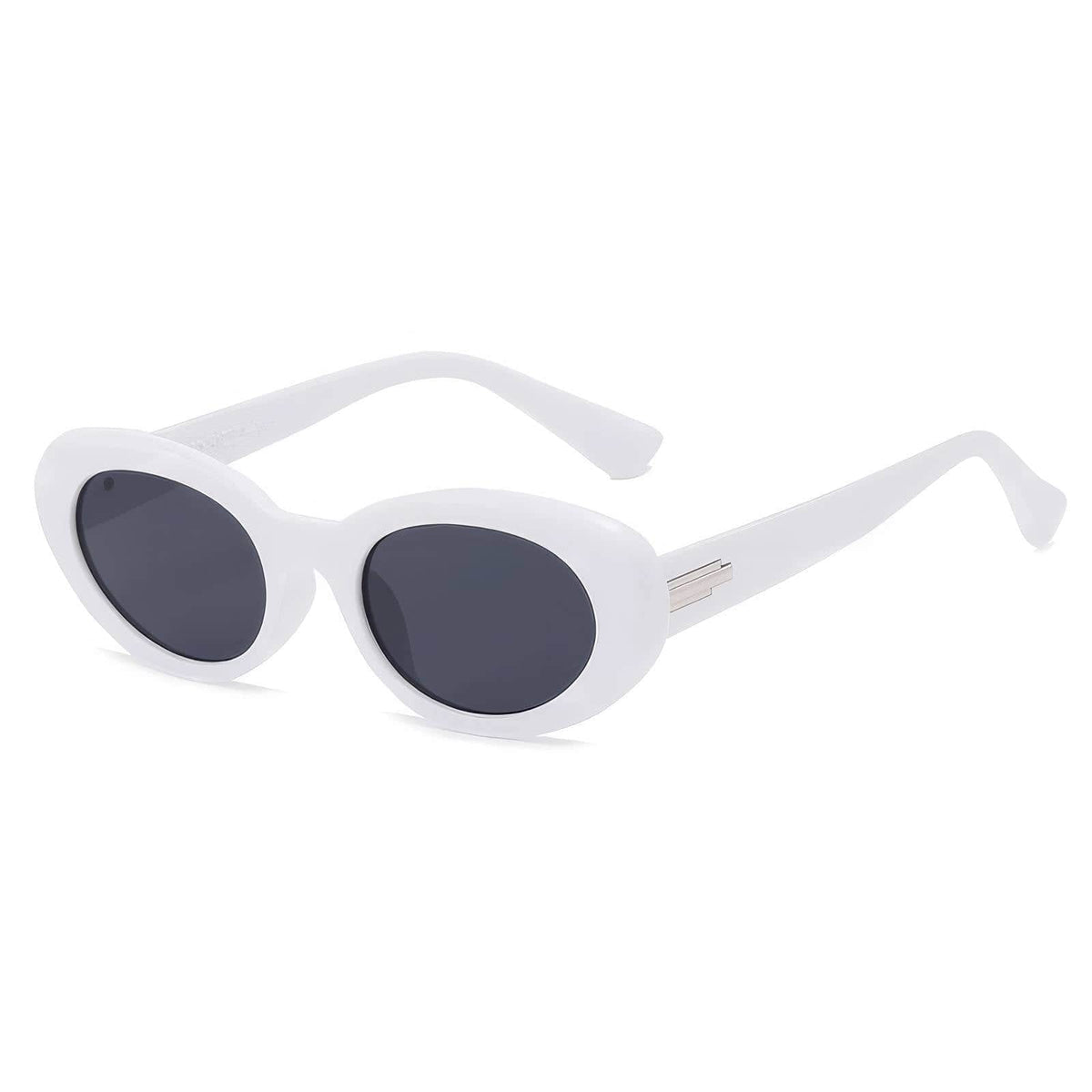 Small Oval Mod Eyewear Fashionable Shades White/Gray / Resin