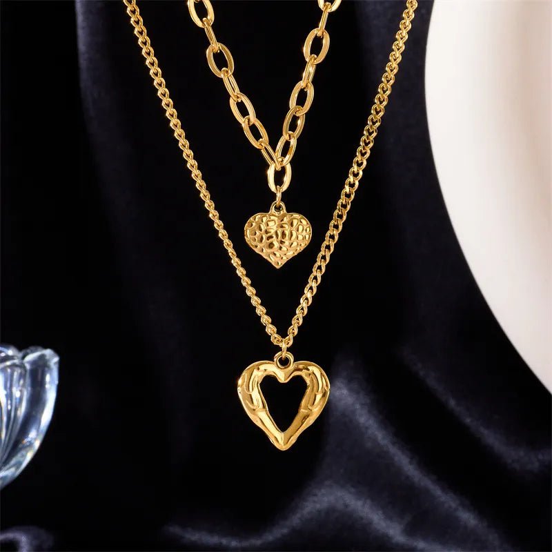 Small Uneven Folds 2 Love Necklace - High-end Party Accessories with a Non-fading, High-quality design