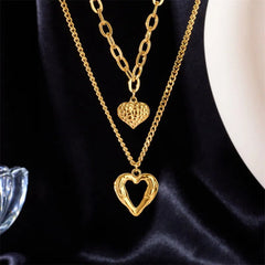 Small Uneven Folds 2 Love Necklace - High-end Party Accessories with a Non-fading, High-quality design