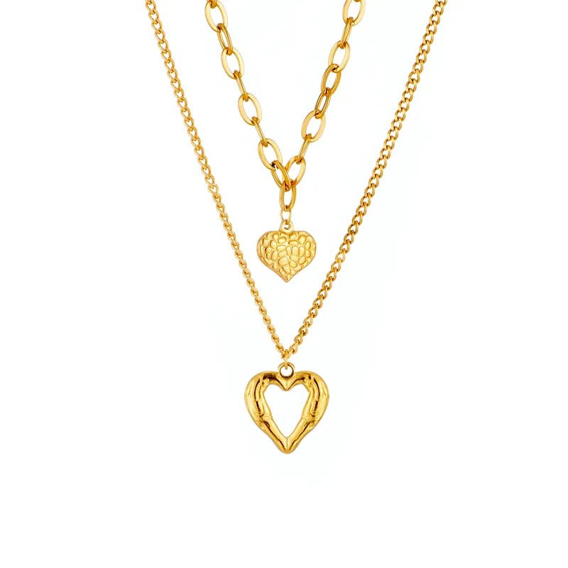 Small Uneven Folds 2 Love Necklace - High-end Party Accessories with a Non-fading, High-quality design