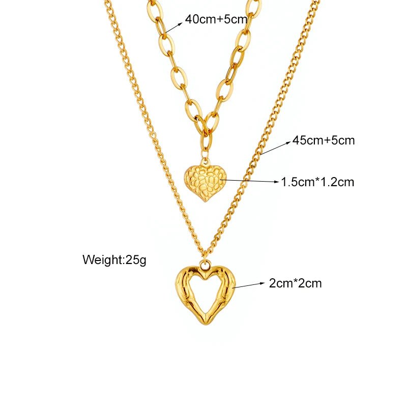 Small Uneven Folds 2 Love Necklace - High-end Party Accessories with a Non-fading, High-quality design