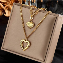 Small Uneven Folds 2 Love Necklace - High-end Party Accessories with a Non-fading, High-quality design