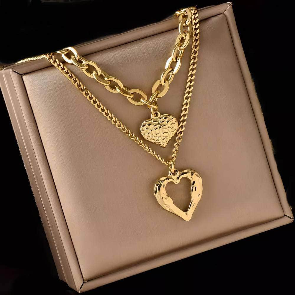 Small Uneven Folds 2 Love Necklace - High-end Party Accessories with a Non-fading, High-quality design